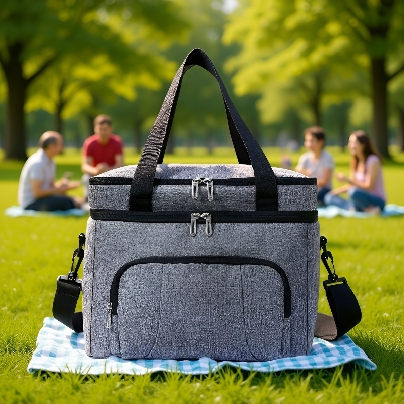 Large double-layer insulated picnic bag
