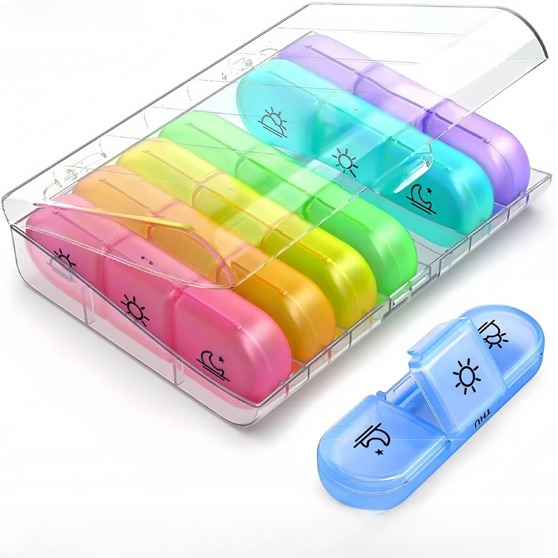 Rainbow 21-Compartment Weekly Pill Organizer