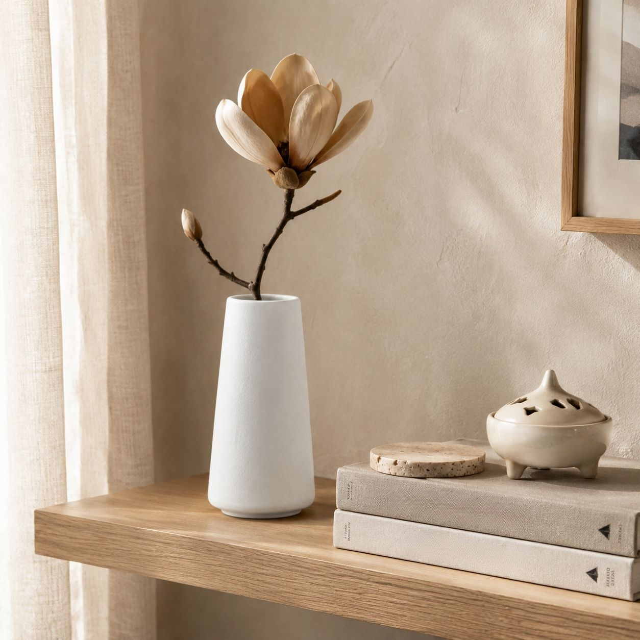 White Large-Caliber Ceramic Vase, Nordic Home Modern Decorative Piece