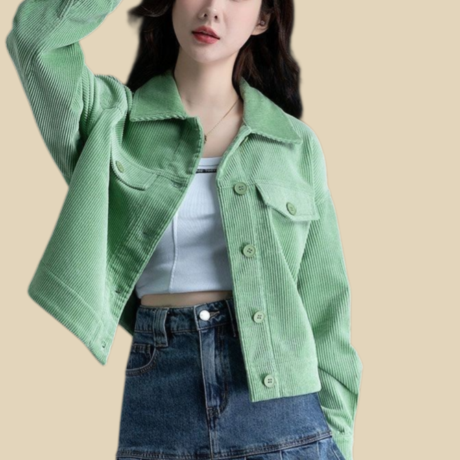 時尚燈芯絨短外套