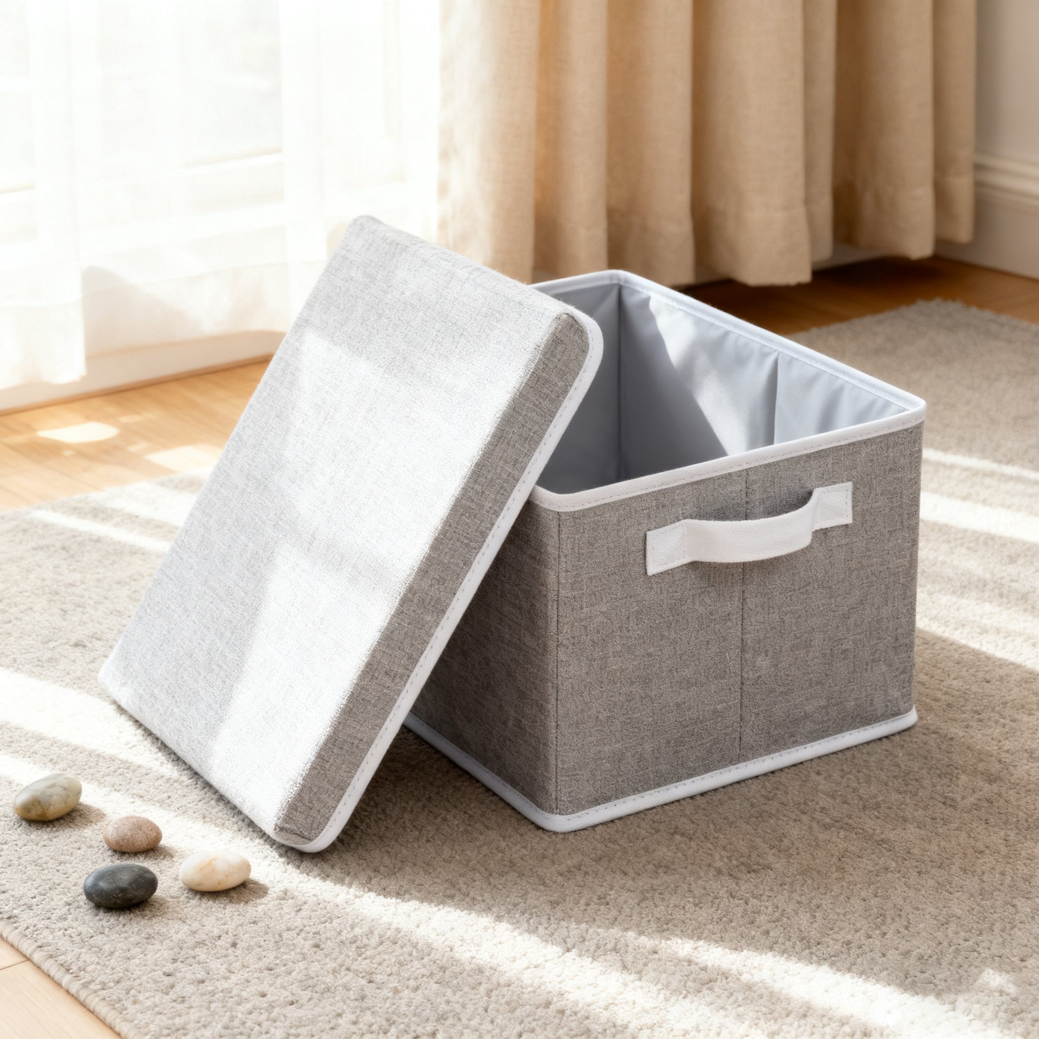 회색 패브릭 수납함
