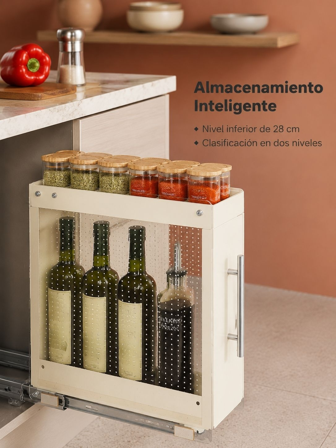 Soporte extraíble para frascos de especias de cocina