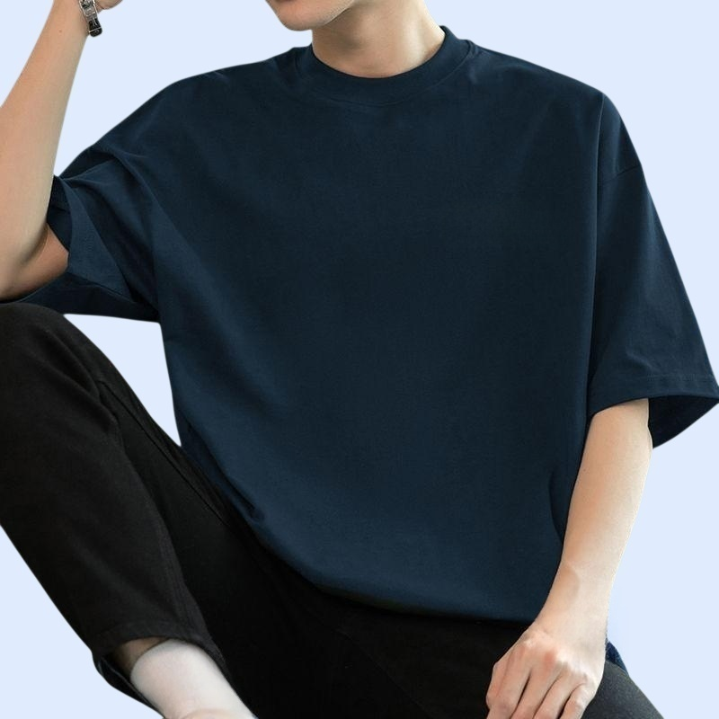  เสื้อยืดผู้ชายผ้าฝ้ายแท้ แขนสั้น ทรงหลวม ใส่สบาย สำหรับหน้าร้อน