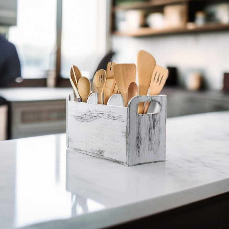 Retro Wooden Cutlery Storage Box