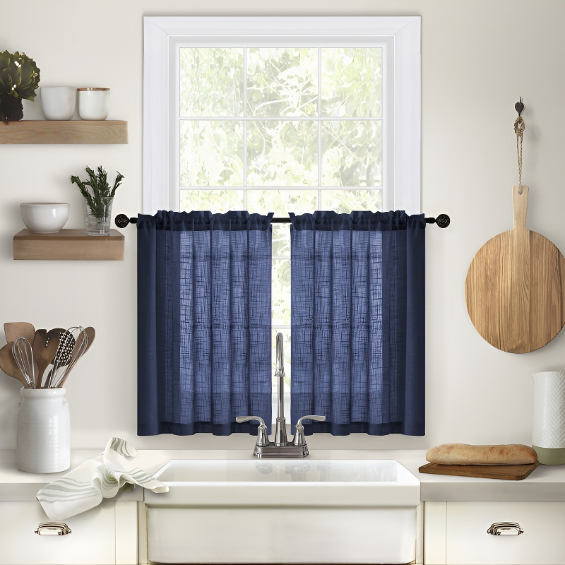 Linen Kitchen Blackout Partition Curtain for Window Screen