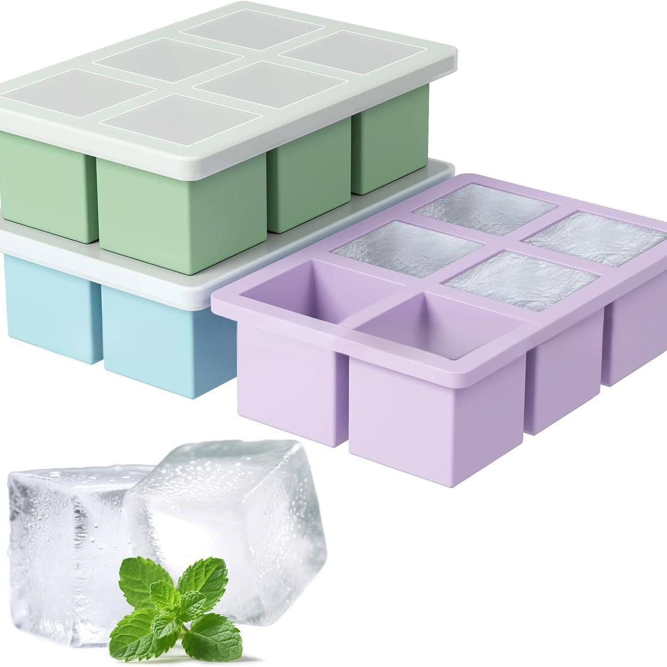 Household 4-Grid Ice Cube Tray with Lid