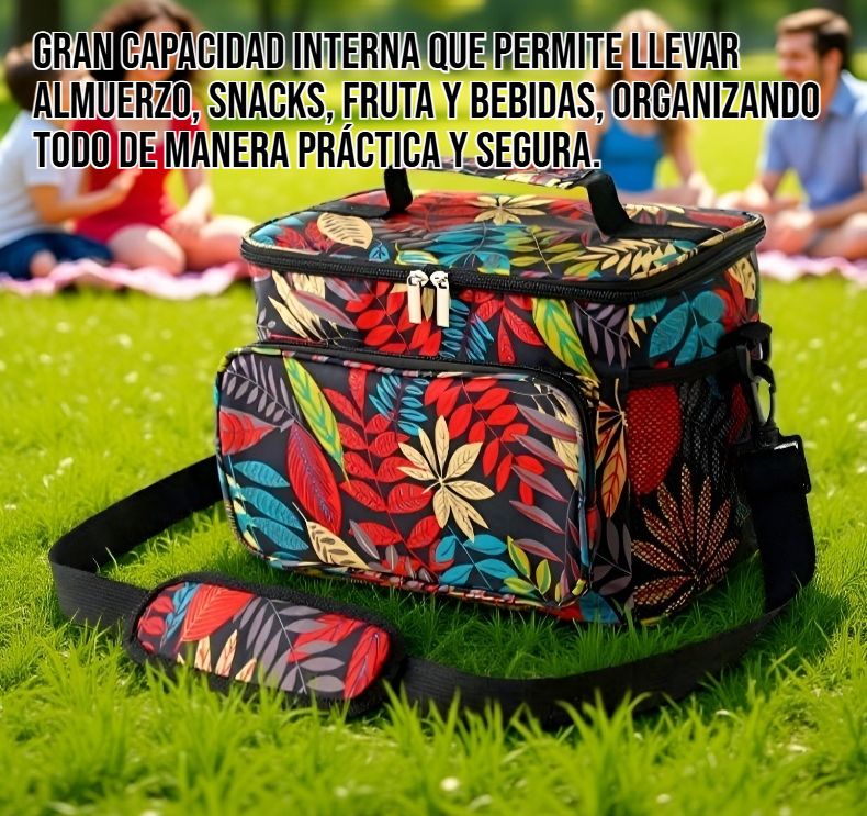 Bolsa de almuerzo térmica Oxford 2 en 1 vista frontal