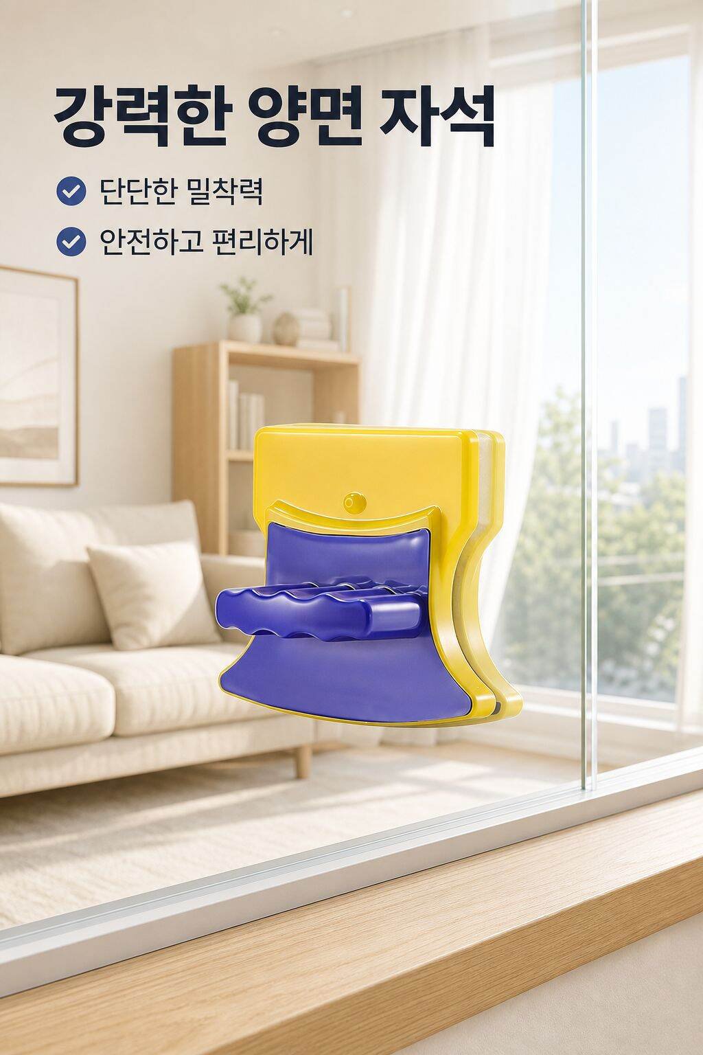 양면 자석 유리 청소용 지우개