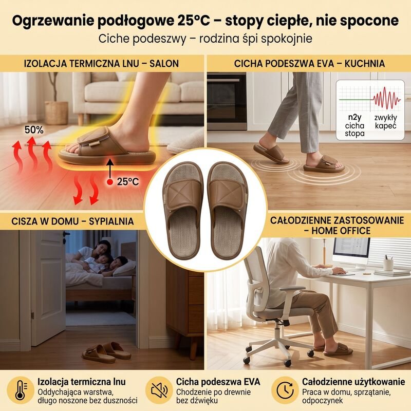 Obuwie domowe na rzepy dla szerokiej i wysokiej stopy, do szpitali i opieki