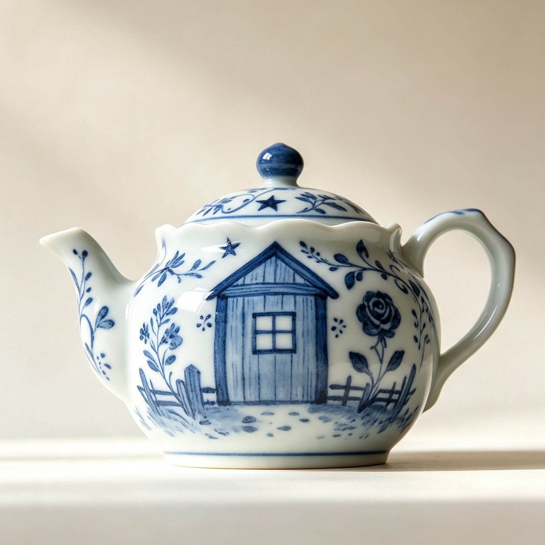 Blue and White Porcelain Teapot