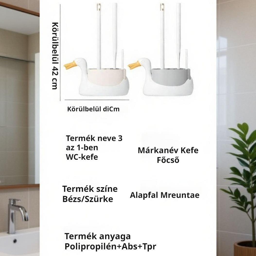 Fehér Hattyú 3 az 1-ben WC-kefe Fali WC-kefe Készlet