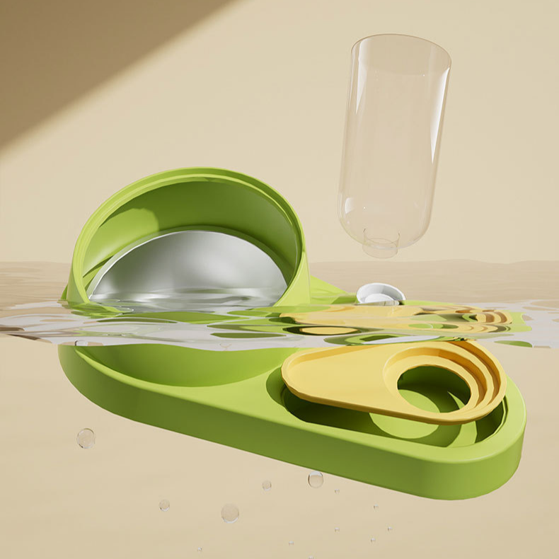 寵物自動飲水雙碗貓狗食盆不鏽鋼斜口一體碗