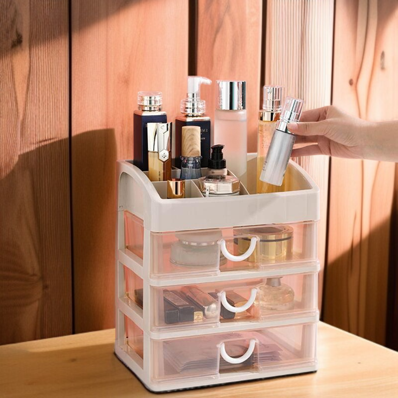 Storage box bedroom desktop small transparent makeup cabinet student dormitory drawer cosmetics lips