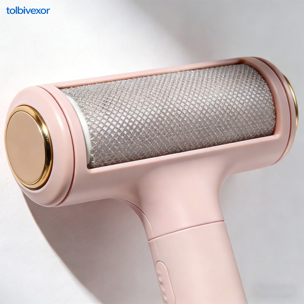 Home lint roller removing pet hair from sofa