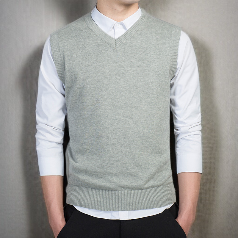 秋と冬のプルオーバーメンズウールセーターカジュアルメンズスリムジャンパーメンズ新しいVノースリーブ男性