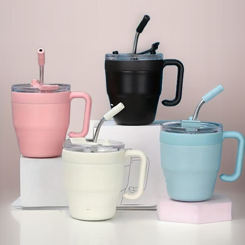 家庭用ハンドル付きオフィス用ウォーターカップ、ストローカップ