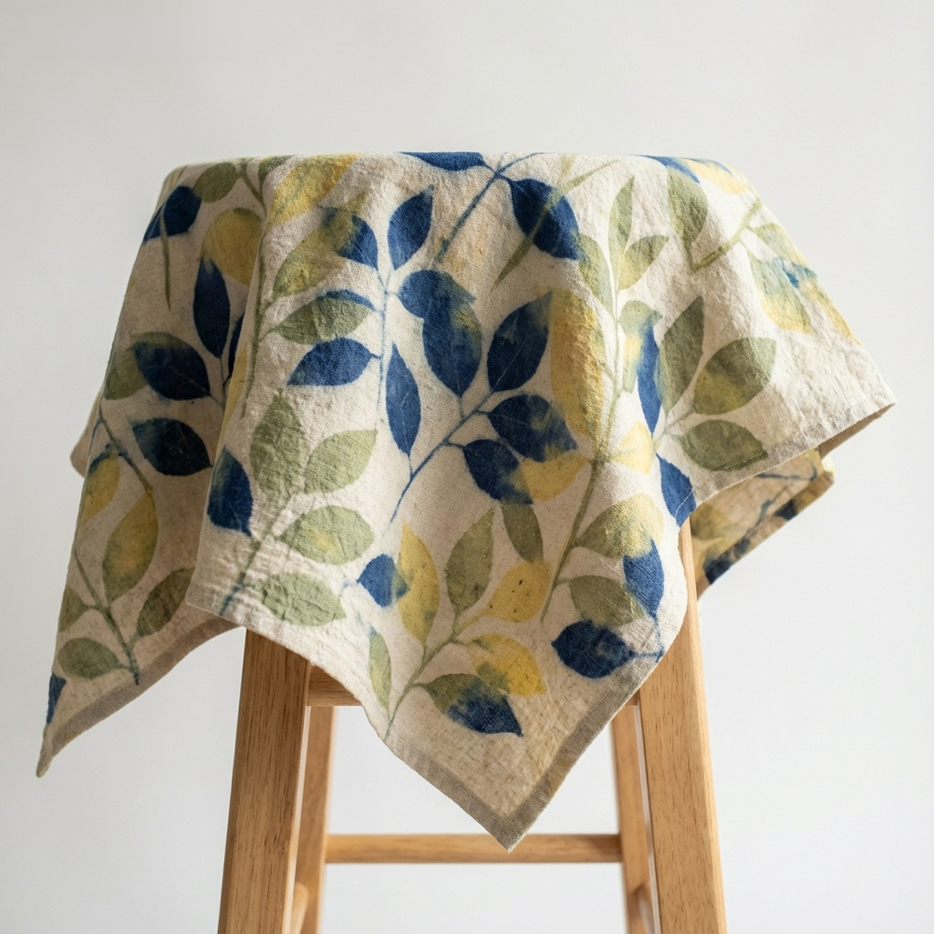 Impression botanique sur tissu représentant des feuilles naturelles