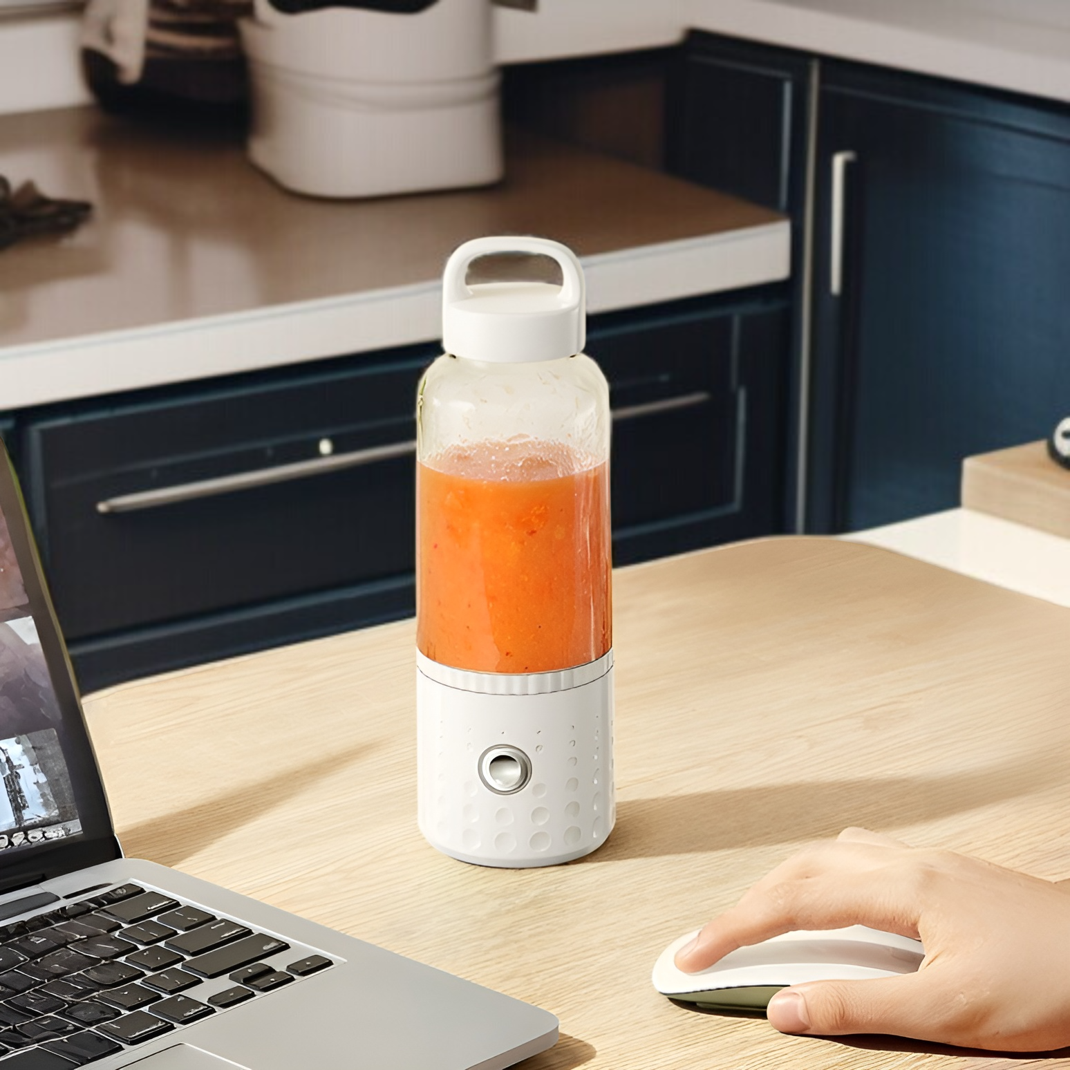 Mini exprimidor eléctrico portátil con vaso, exprimidor de frutas automático para el hogar