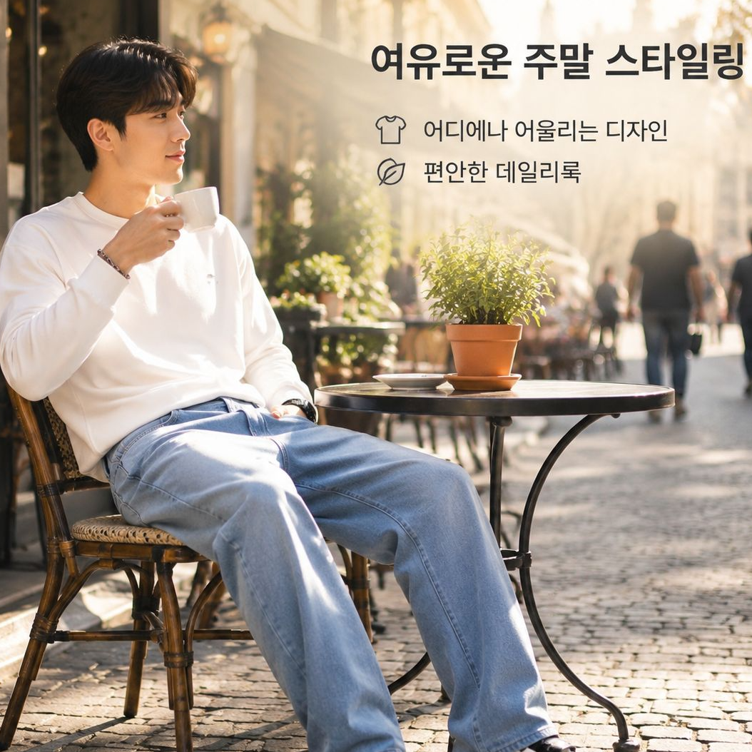 남성용 루즈핏 스트레이트 와이드 팬츠