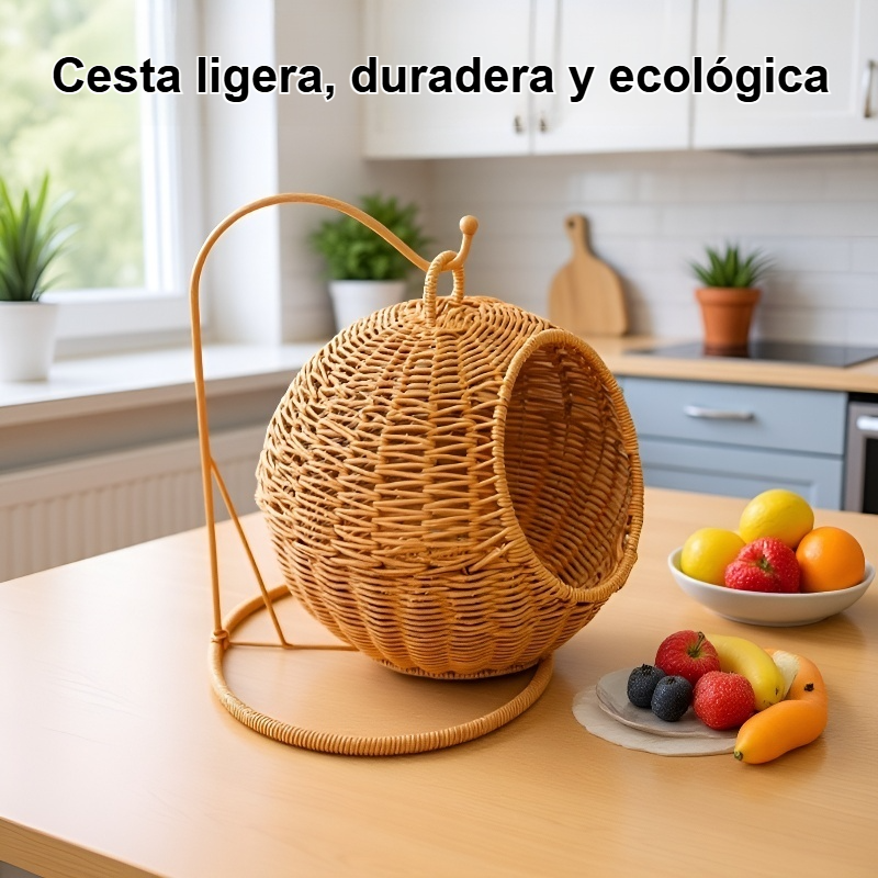 Cesta de frutas de escritorio tejida de imitación de ratán