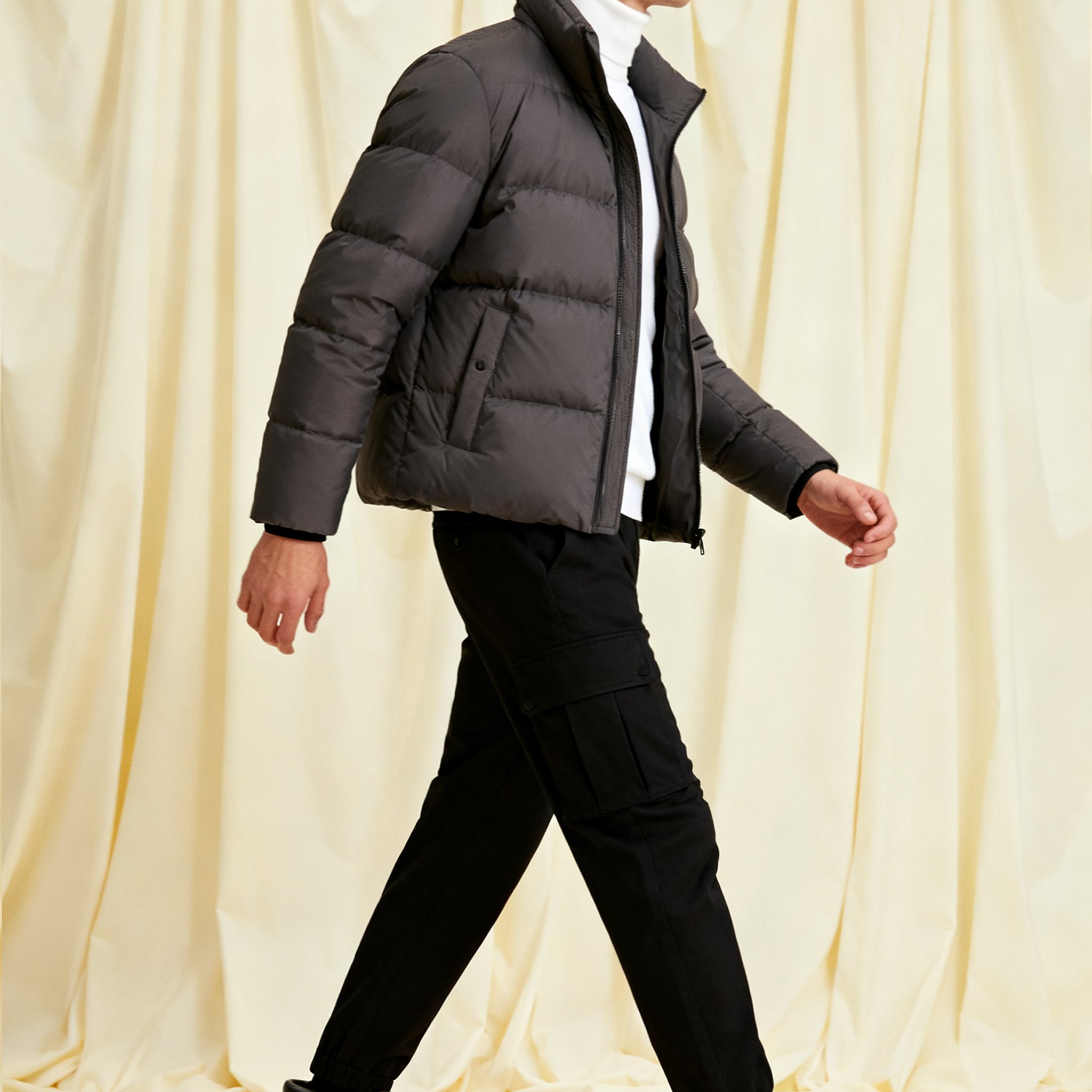 딥그린 숏 패딩