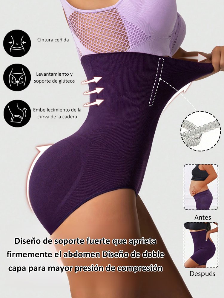 Braguitas de cintura alta sin costuras que controlan el abdomen y realzan los glúteos.