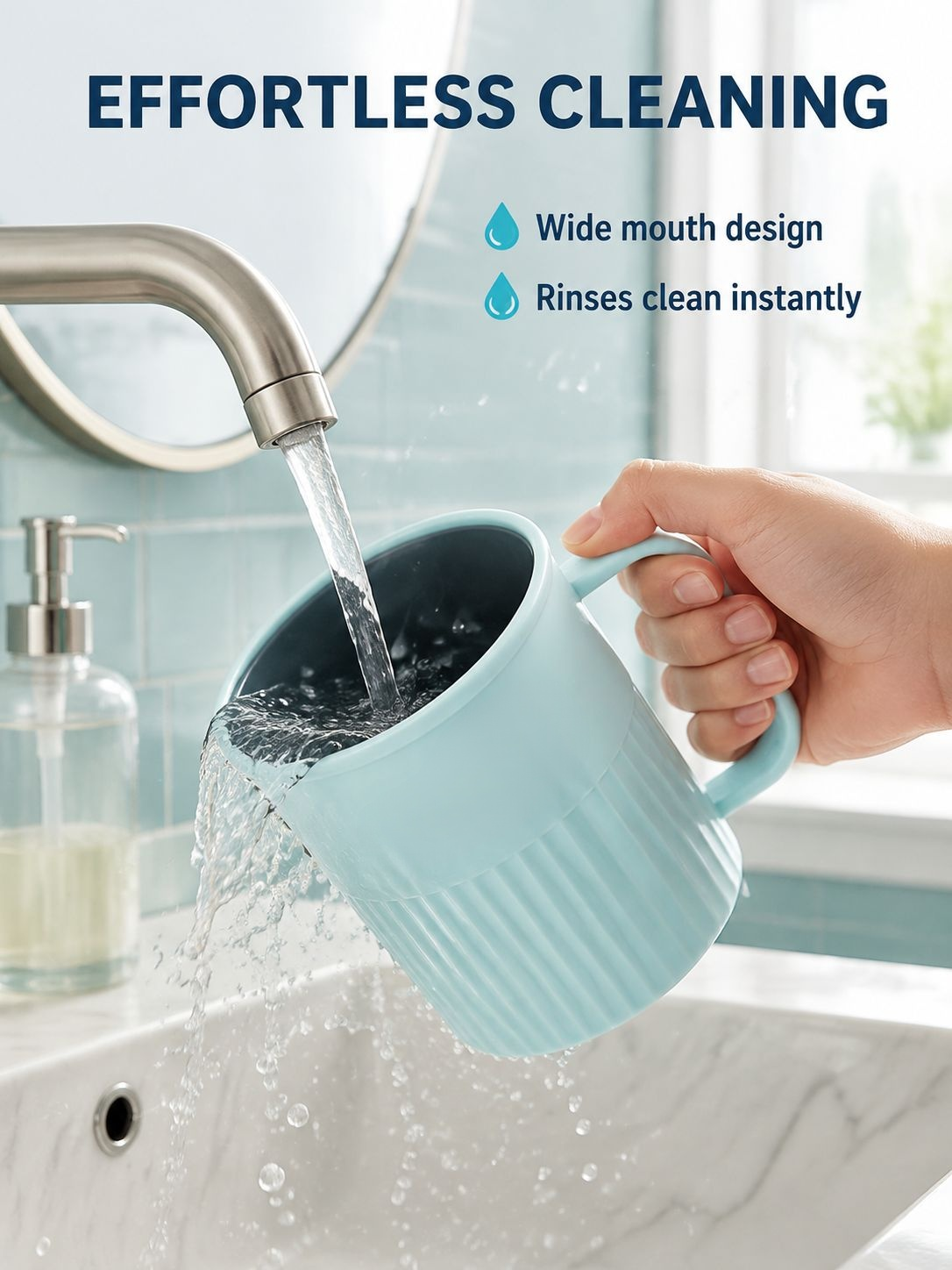 Close-up of the creative two-tone toothbrush cup