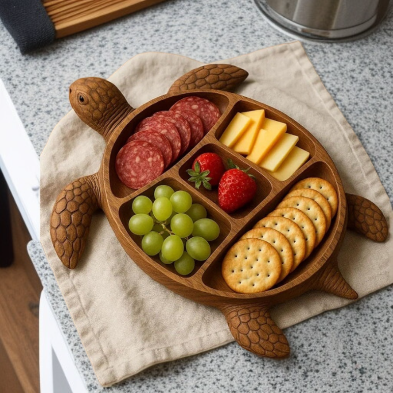 나무로 만든 동물 모양 조리 접시