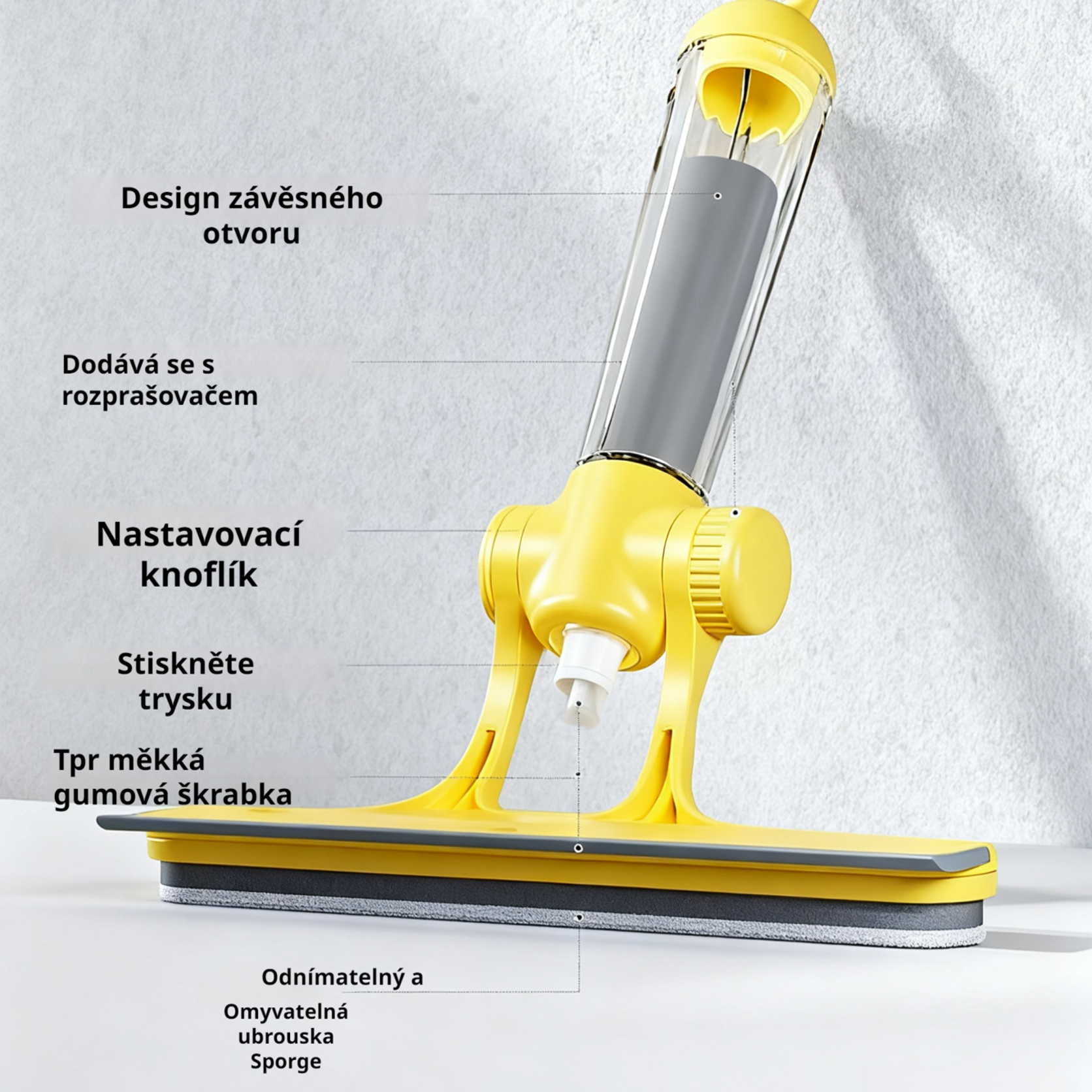 Multifunkční stěrka na sklo se sprejem, 3 v 1
