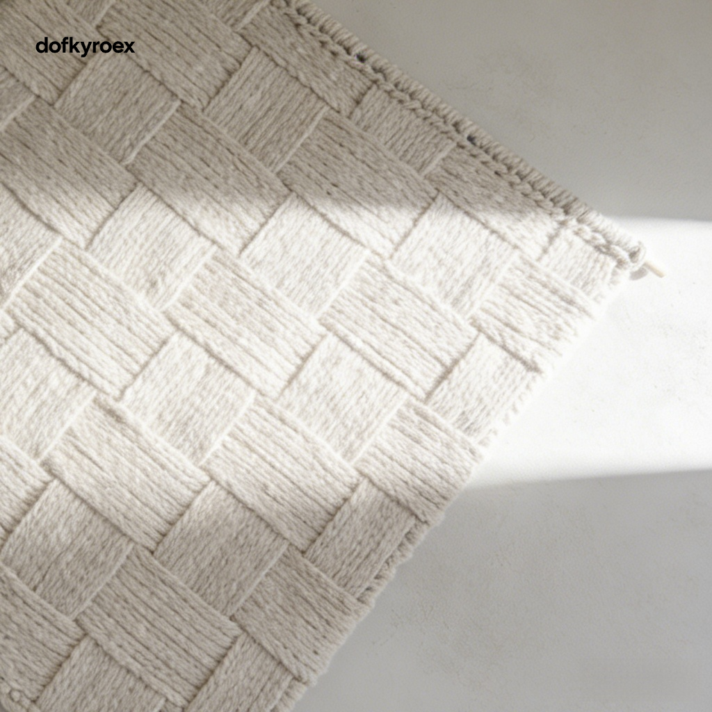 Close-up of artisanal weaving details on tapestry