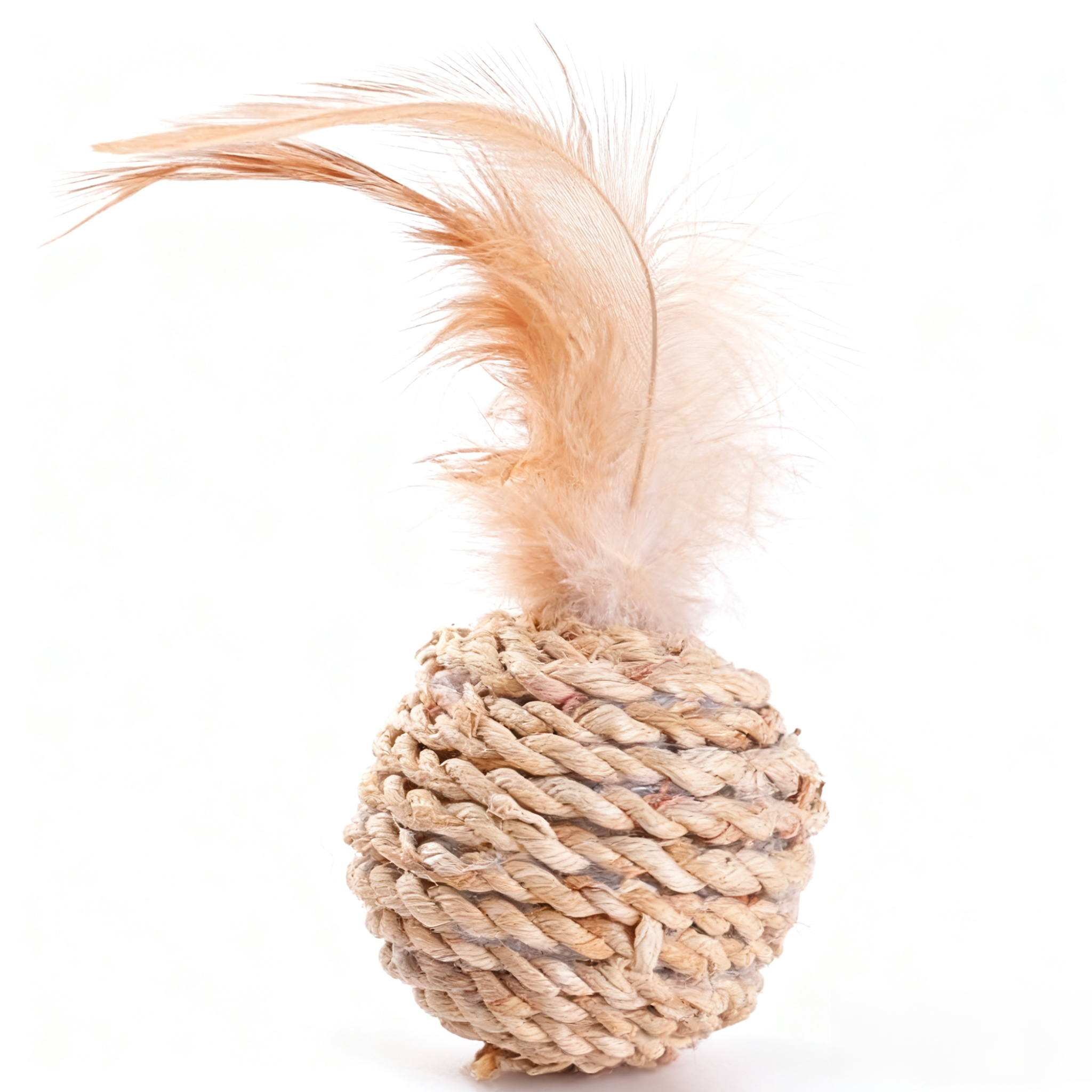 ของเล่นแมวที่ทำจากขนนกสาน หวาย และกระดิ่งที่ส่งเสียงได้