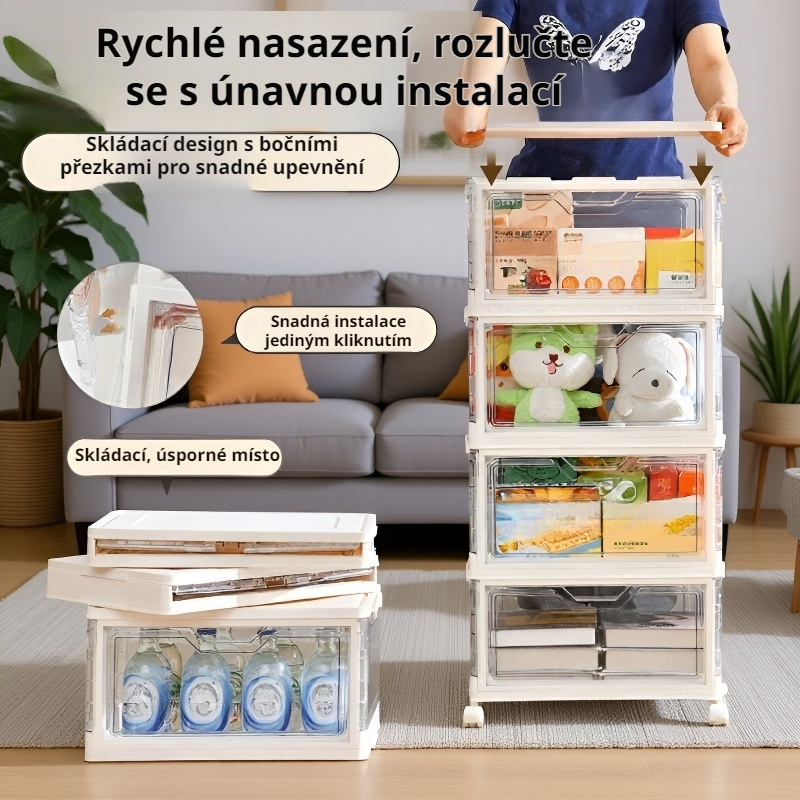 Skládací velká kapacitní úložná skříň s možností stohování