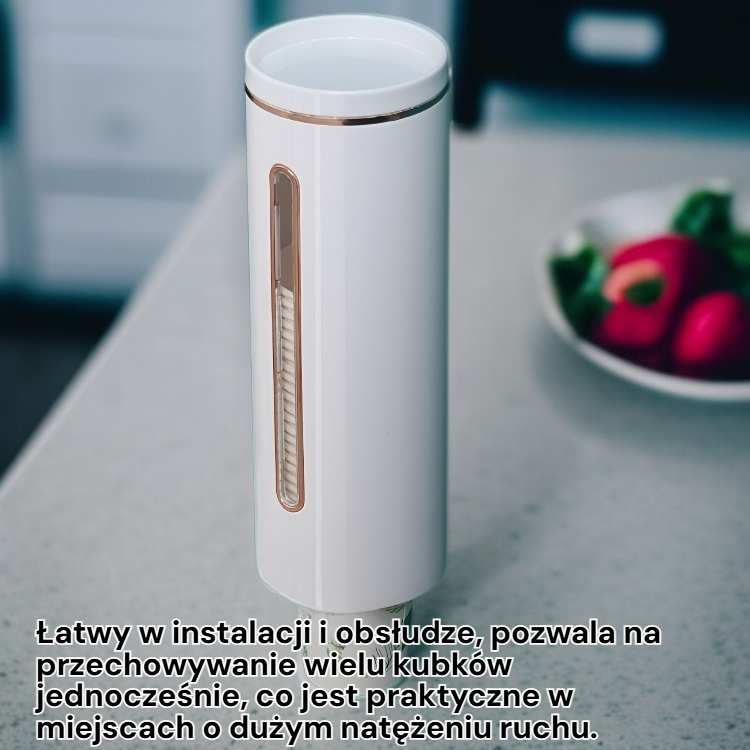 Kompaktowy dozownik na jednorazowe kubki, uchwyt ścienny na kubki