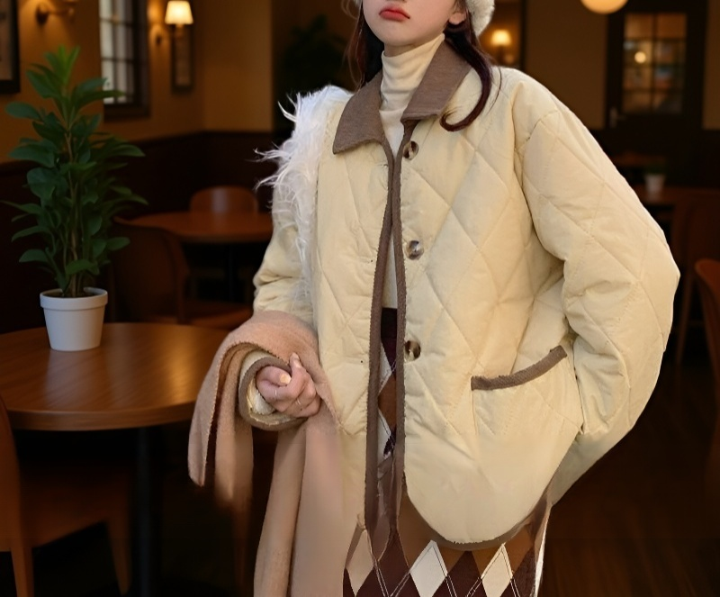 韓国風ショートコットンジャケット全体画像