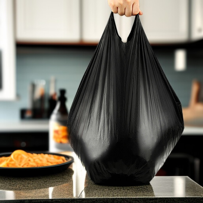 黒色厚手大型使い捨てビニールゴミ袋 家庭・学校・オフィス・キッチン用