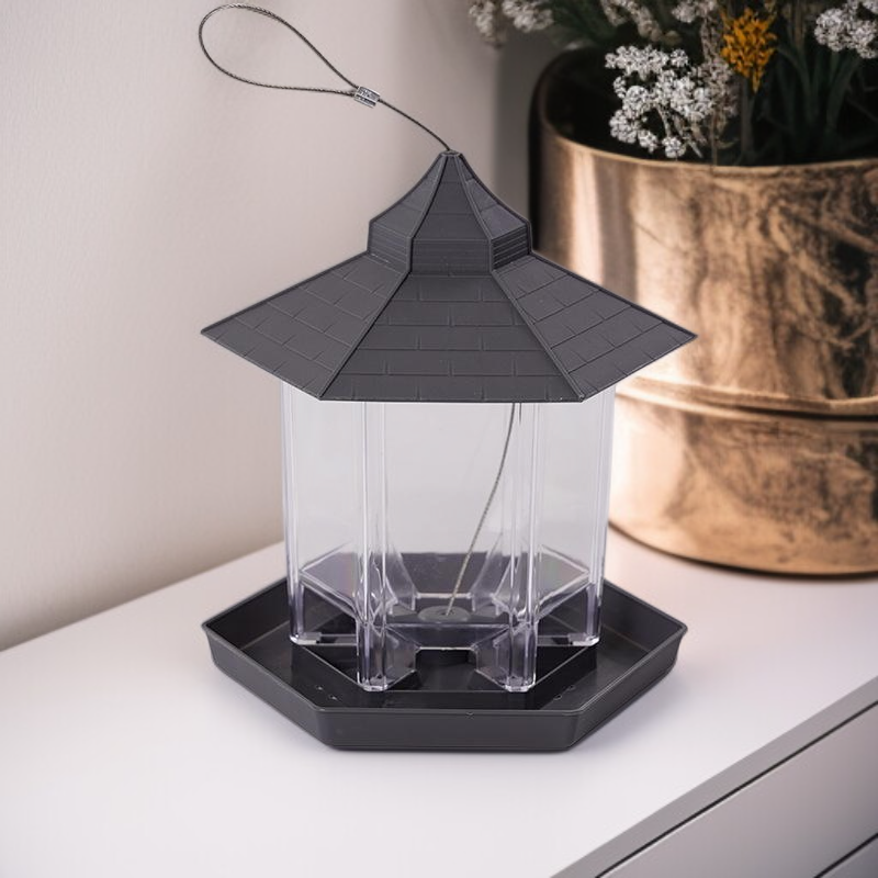 Jaula alimentadora de aves estilo pabellón verde