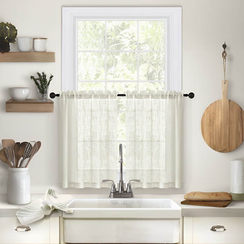 Linen Kitchen Blackout Partition Curtain for Window Screen