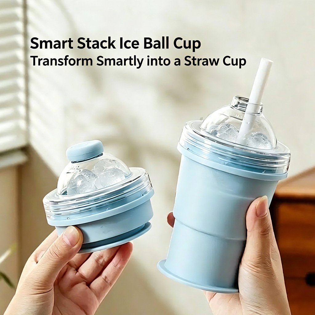 Portable folding ice hockey cup with straw