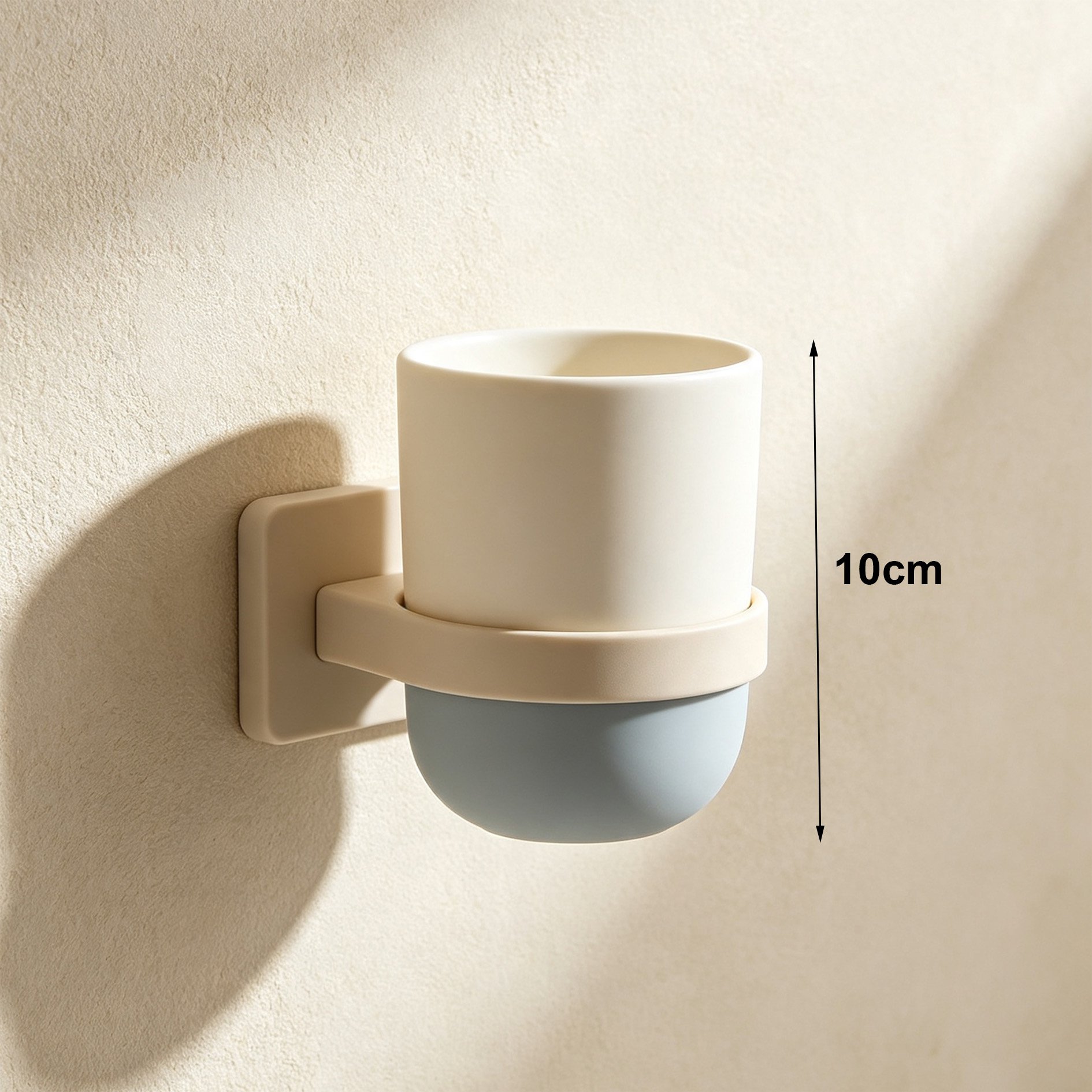 Space-saving bathroom organization with mounted wash cup set
