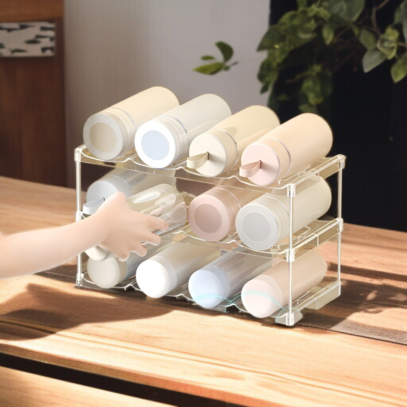 魔法瓶カップラック透明家庭用ウォーターカップ収納ラックリビングルームデスクトップ多層スタッキングカップ収納ラック