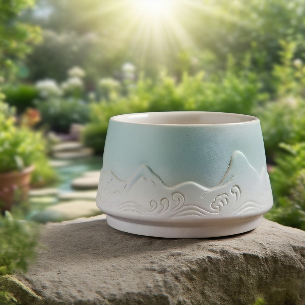 도자기 소재로 제작된 평저 향로 디테일