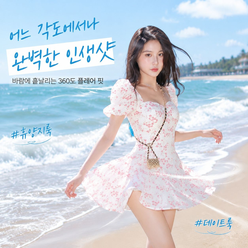 트렌디 캐주얼 플라워 스커트 여자