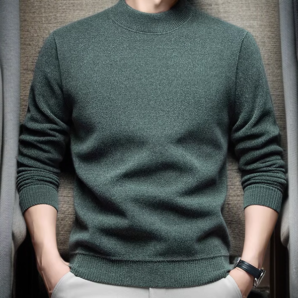 メンズ裏起毛クルーネックウールニットセーター