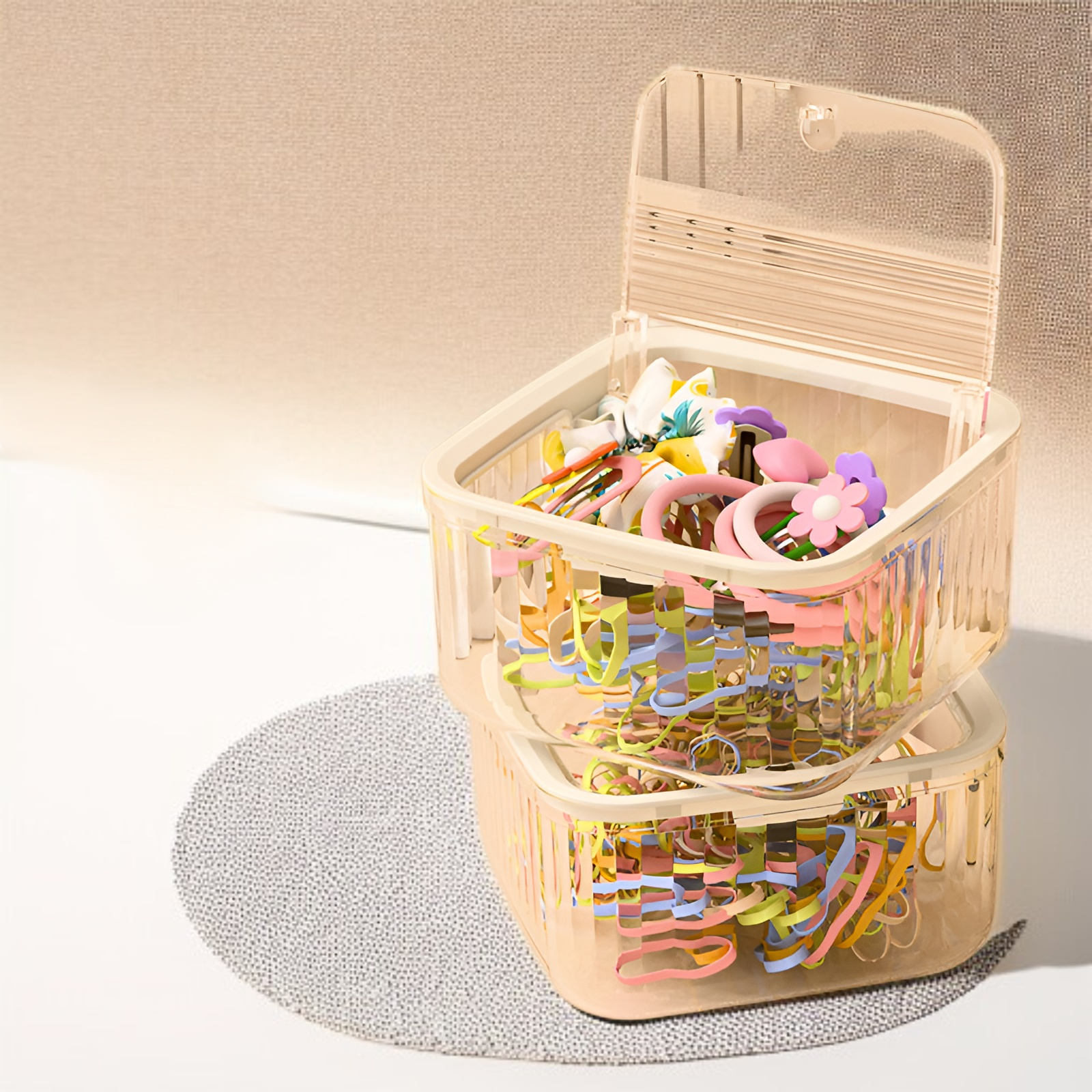 携帯用ヘアタイ、ヘアバンド、ヘアクリップ収納ボックス