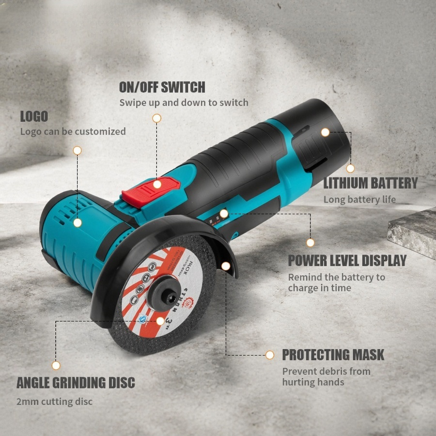 Portable angle grinder with rechargeable battery