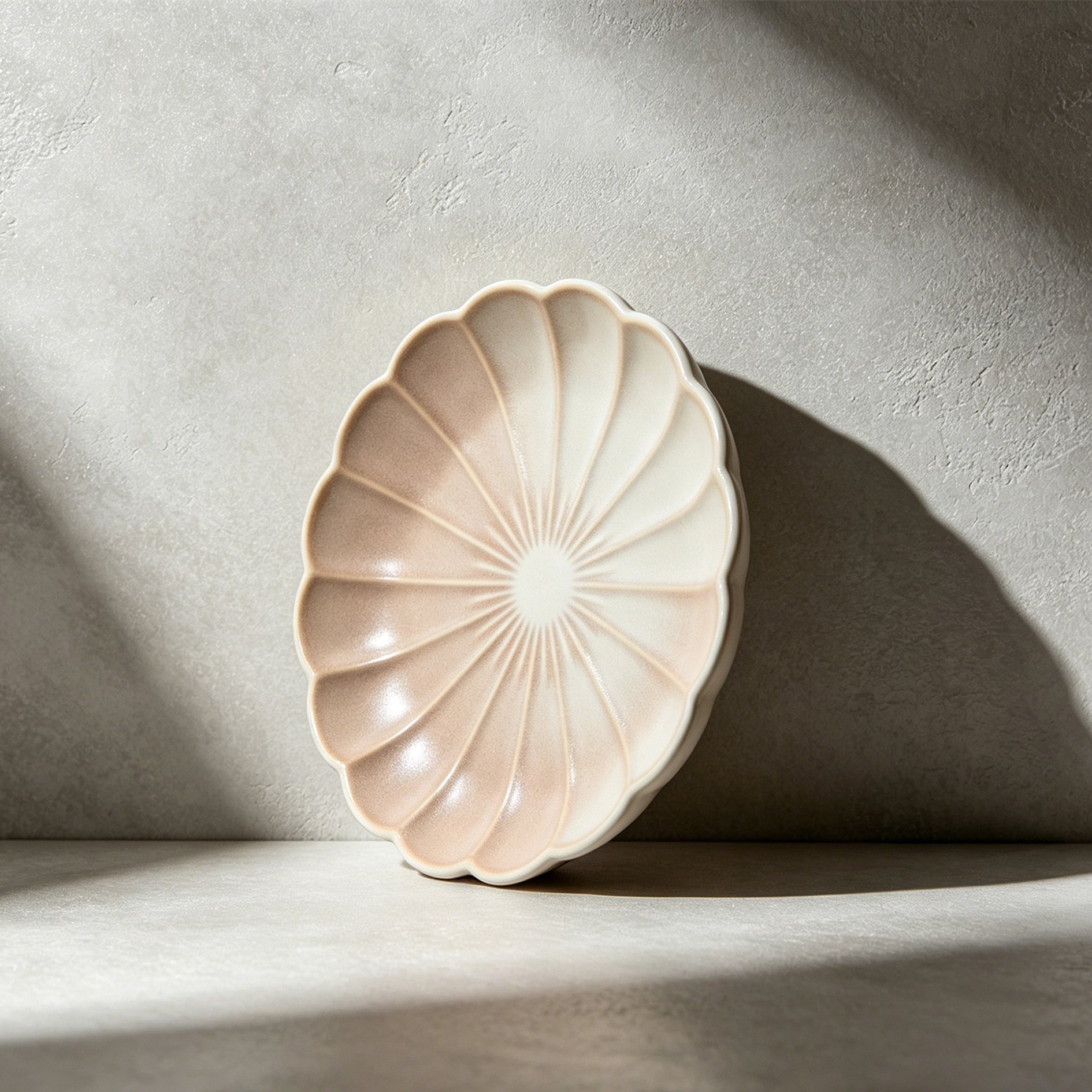 Set of 4 elegant ceramic dinner plates on dining table