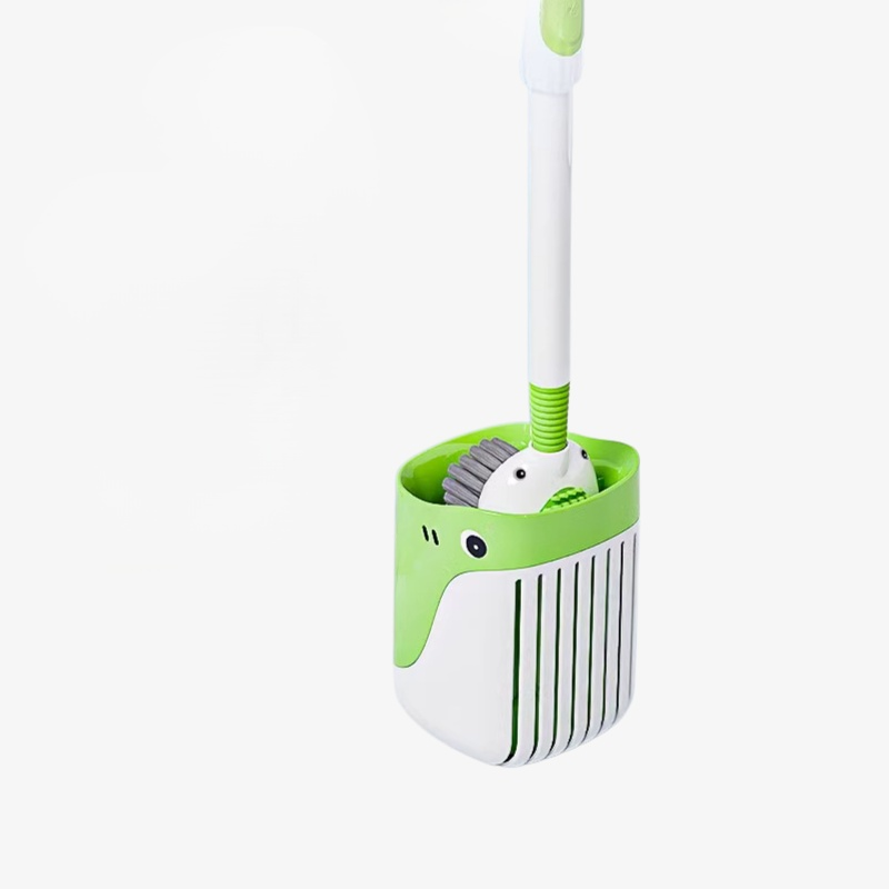 Cepillo de silicona para inodoro con spray, base de succión y limpieza sencilla de manchas