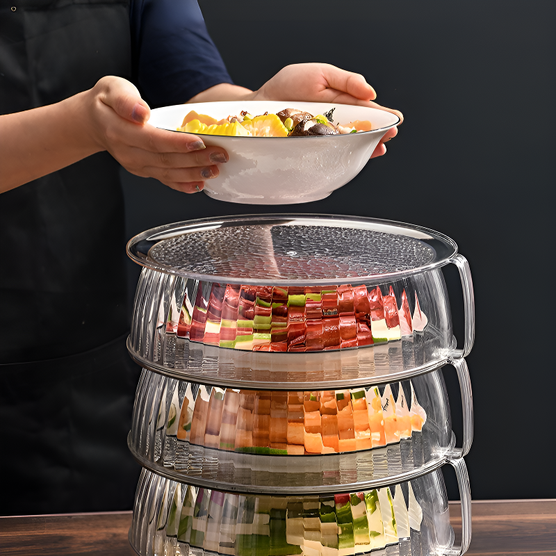 ฝาครอบอาหารหลายชั้นใส สำหรับกันฝุ่นในครัว