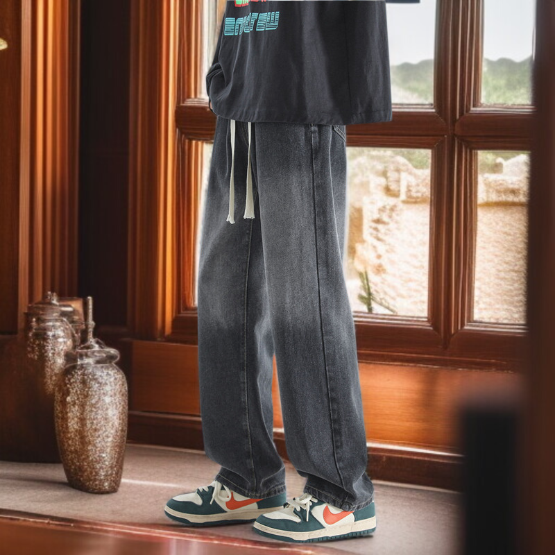 남자 와이드 일자 청바지 배기 캐주얼 팬츠 와이드 팬츠 남자 와이드 팬츠 그러데이션 봄가을 청바지