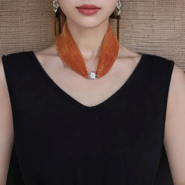 وشاح حريري متعدد الاستخدامات مع زر مغناطيسي ملون